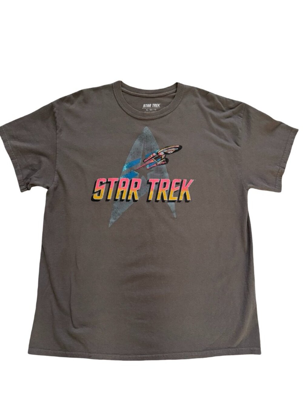 Star Trek USS Enterprise Graphic Tee XL Gray Sci-Fi T-Shirt